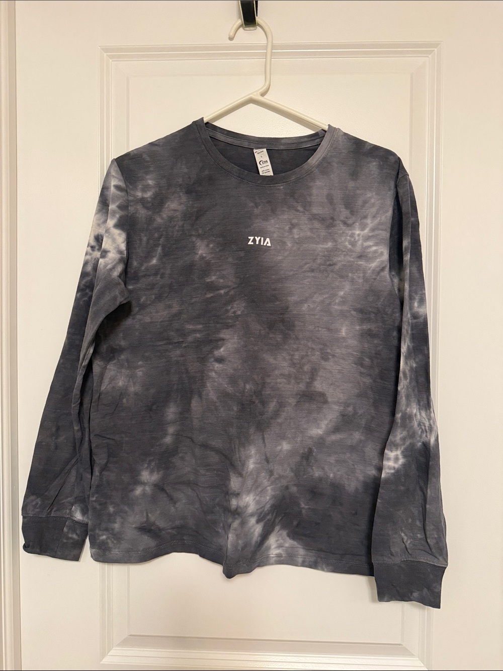 ZYIA Men's Long Sleeve Tie-Dye Crewneck Shirt - Charcoal
